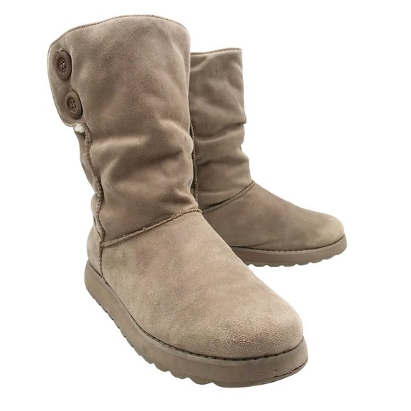 SKECHERS Keepsakes 2.0 Upland Natural Suede Fur Lined Winter Boots Womens 11 - Picture 1 of 14